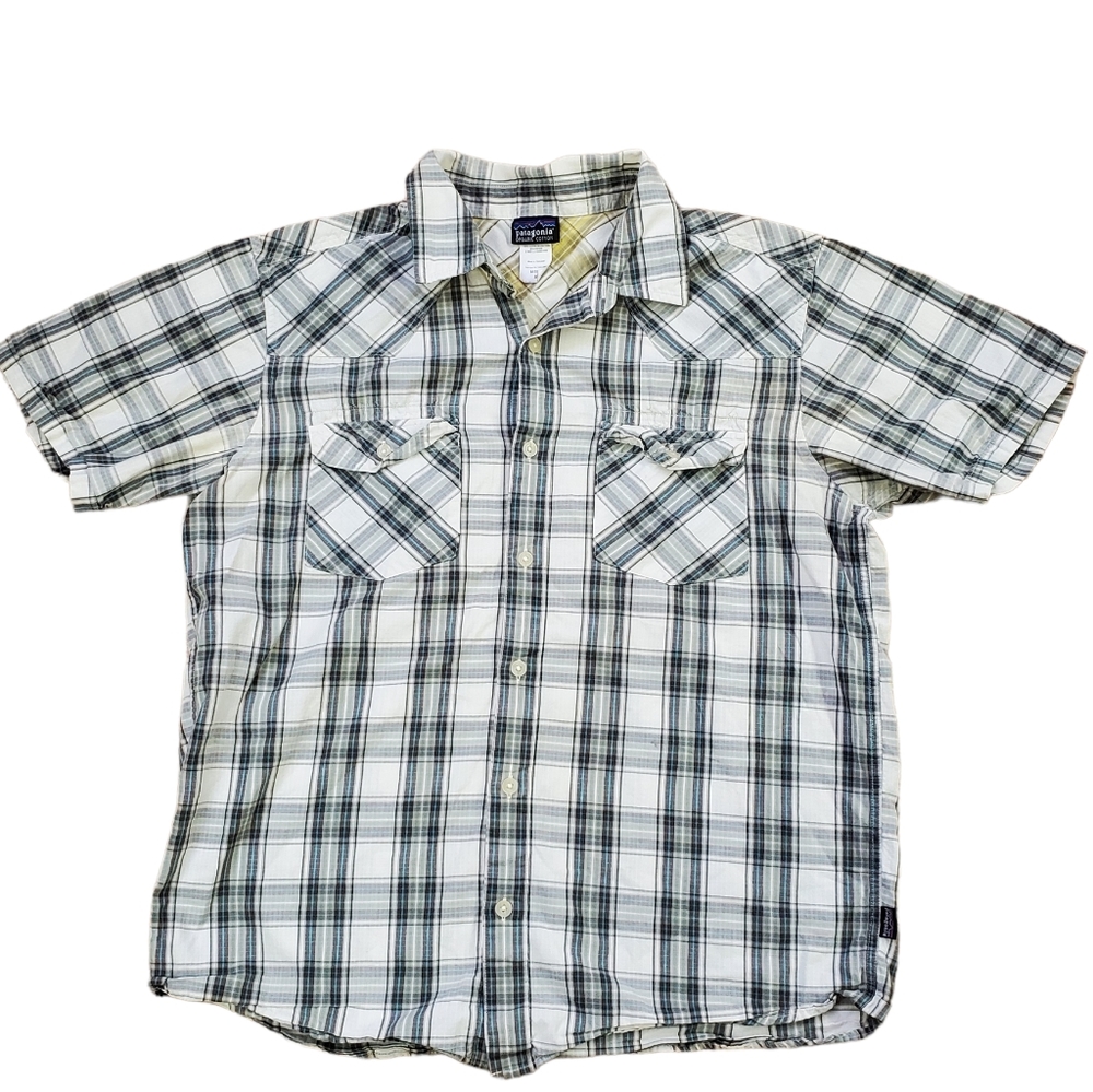 Patagonia Men's Plaid Short Sleeve Button-Up Shirt - Size Medium Organic Cotton